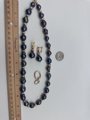 21 inch Big Peacock Baroque Pearl Necklace and Earring Set, Accent Clasp