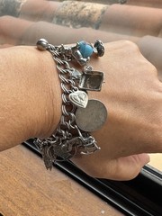 Vintage Sterling Silver Charm Bracelet Sz. 7” Wrist Many Charms