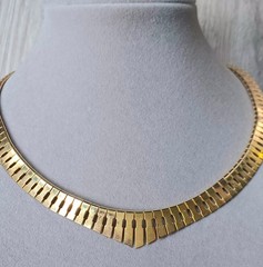 Vintage Egyptian Revival Bib Goldtone Choker Necklace