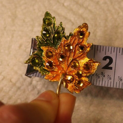 Maple Leaf dual purpose brooch pendant orange green with rhinestones 2011 FL