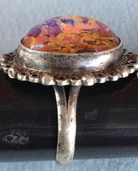 Vintage sterling ring Mexico faux fire opal signed Size 6