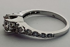 14k White Gold Diamond Engagement Ring Side Diamonds Natural Vintage Estate 1.03