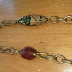 Vintage Artisan Jade Turquoise Carnelian Rutilated Quartz Necklace 14K GF