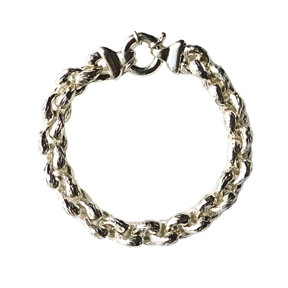 Vintage CTC Italy 925 Sterling Silver Oval Link Chain 6.5” Bracelet, 9.9mm, 30g