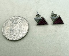 18 Karat White Gold 2.01ctw Ruby & .05ctw Diamond Earrings