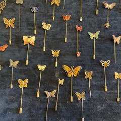 Huge Lot Vintage Jewelry Mixed Media ALL BUTTERFLIES Stick Pins Enamel Cloisonné