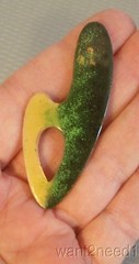 MCM Copper Enamel Boomerang Open Swirl Brooch modernist artisan signed Belanger