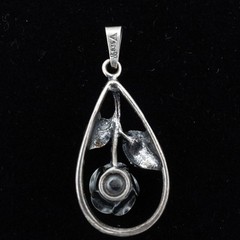 Vintage Signed Teka 825 Silver Rose Flower Pendant Theodor Klotz Germany