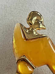 VTG Park Lane Brooch Pearlized Lucite 3.5in Deco Style Retro Dancer Gold Tone
