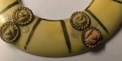 Vintage 1930s Celluloid Floral Circle Brooch Hand Painted Roses C-Clasp