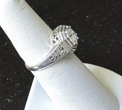 Vintage AVENA S925 Sterling Silver Art Deco Style Moissanite Ring Size 5.5