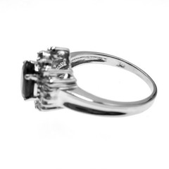 Classic 14k Solid White Gold Natural Blue Sapphire and Diamond Ring Size 6.75