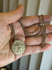 43. H. Sterling 925 Saint Francis Of Assisi Medal G.F. Chain Necklace 18″, 13.6g