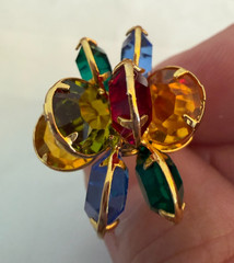 Vintage Cluster Ring Multi-Color Gold Tone