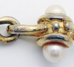 Estate KAREL Pearl & Multistone Link 17.5″ Necklace in Sterling Silver & Vermeil