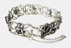 835 Silver Bracelet Rose Applications Theodor Klotz TEKA Pforzheim 23.6 g/20 cm