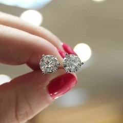 Lab Created Diamond 7MM Round Cut VVS1 Wedding 14K White Gold FN Stud Earrings
