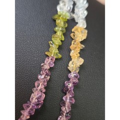 Citrine Peridot Amethyst Semi-Precious Gemstone Bead Necklace Vintage 32in