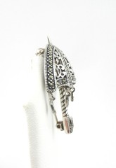 Vintage Sterling Silver Marcasite Rainy Day Umbrella with Dangles Pin 1 3/4″