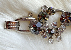 Vintage Juliana Black Gray Clear Rhinestone Cluster 5-Link Bracelet & Earrings
