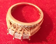 Antique⌛10K Rose Gold Princess Round & Baguette Diamond Ring💍Size 6 3/4💍1 CTTW