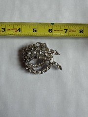 Vintage ORA Rhinestone Leaf-Swirl Brooch and Climber Earrings from late 1950s
