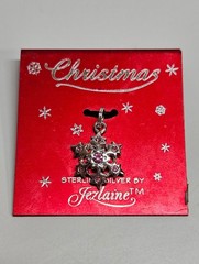 NEW VINTAGE Jezlaine Sterling Silver 925 Christmas Pink Snowflake Charm Pendant