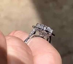 Art Deco Style Round Cut Lab Created Diamond 14K White Gold FN Engagement Ring