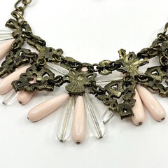 VTG Sugarfix by BaubleBar Pink Teardrop Statement Bib Necklace Curb Link Lobster