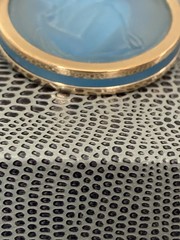 Lalique Blue Intaglio Cameo Brooch In Box