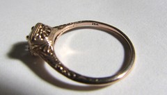 Art Deco Filigree 14k Rose Gold White Sapphire Engagement Ring Size 7.0