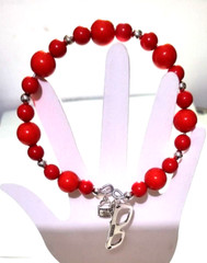 Vintage Handmade Unisex Adult Adjustable Red Beaded Bracelet with Charms
