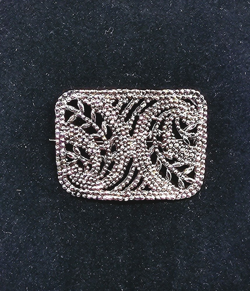 Antique Vintage 19th Century French Cut Steel Brooch Pin Art Deco