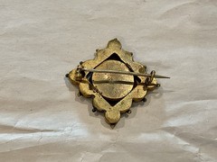 ANTIQUE VICTORIAN VATICAN ITALY MICRO MOSAIC ONE INCH FLORAL BROOCH PIN