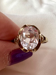 HUBERTUS VON SKAL VINTAGE 10K GOLD COLORLESS WHITE SPINEL FLOWER BUTTERCUP RING