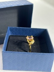 Vintage Pink Cubic Zirconia Ring Gold Plated Womens Size 6.5
