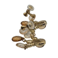 Vintage Earrings Teardrop Beaded Kundan Style Screwback Clip On Gold Tone SK3108