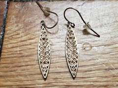 VINTAGE * STERLING SILVER (925) * EARRINGS 1.5″- GOLD PLATE on SILVER
