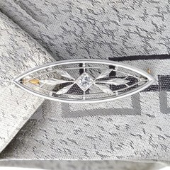 Antique Edwardian platinum Old European diamond brooch/lapel pin. By Krementz.
