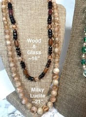 Vintage Necklace Choker Lot Art Glass Wood Milky Lucite Boho Chic More Lot of 6