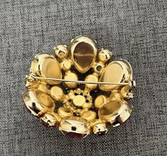 VTG Blush Pink Rhinestone Brooch Pin Big Domed Round Hollywood Regency Style Lg