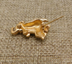 VTG Signed MONET Gold Tone Circus Standing Elephant Pin Brooch 1 1/8″