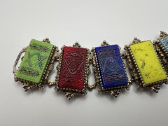 Antique Colored Tile Chain Boho Bracelet 6.5” X 4.5cm JB21