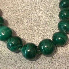 Green 19″ Malachite Graduated Beaded Strand Necklace Screw Clasp