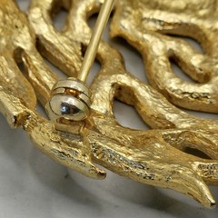 Vintage Sphinx Lion Head Brooch Gold Tone Enamel Rhinestone Eye Signed Jewelry