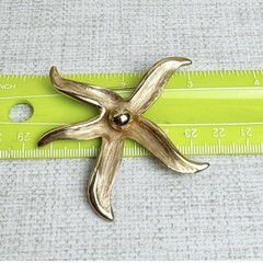 Vintage 60s Pastelli Gold Tone Starfish Star Brooch Pin Textured Signed