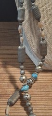 Vintage Southwestern Style Multi Strand Necklace MOP Fringe Turquoise Howlite…