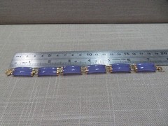7″ HN 14k Yellow Gold Lavender Jade Double Row Bangle Bracelet