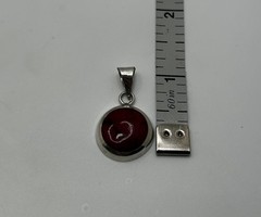 Vintage Southwestern Style Sterling Silver Red Pendant Jewelry