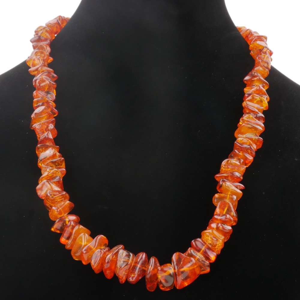 Huge 56g Vintage Baltic Amber Chip Necklace – 24″ Cognac Polished Nuggets